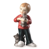 Boy standing with cat, mini figurine Royal Copenhagen