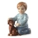 Boy sitting with dog, mini figurine Royal Copenhagen no. 125