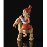 Pixie with billy goat, Royal Copenhagen Christmas figurine