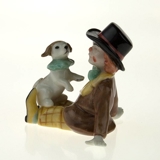 Clown mit Hund, Royal Copenhagen Figur aus der Mini Zirkus Kollektion