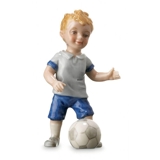 Junge spielt Fußball, Mini Sommer und Winter Kinder, Royal Copenhagen Figur Nr. 268