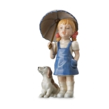 Mini Sommer og Vinterbørn, pige med hund, Royal Copenhagen figur