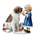 Girl with St. Bernard dog, Royal Copenhagen figurine