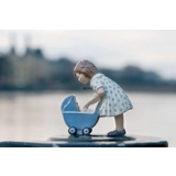 Girl with dolls pram, Royal Copenhagen figurine
