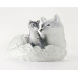 Arctic fox with puppy, Royal Copenhagen figurine