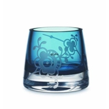 Glass tealight holder with Blue Fluted Decor in relief, blue, Royal Copenhagen
