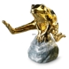 Guld frø siddende på sten, Royal Copenhagen figur nr. 555