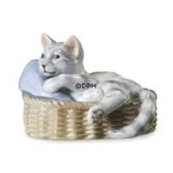 Cat in basket, Royal Copenhagen figurine