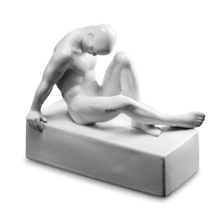 Perfectio sculpture of man, Royal Copenhagen figurine no. 658, white
