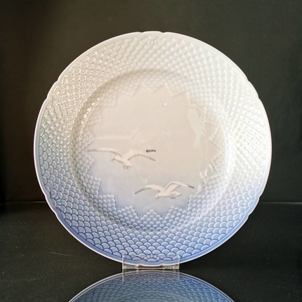 Mågestel uden guld, stort rundt fad, lagkagefad nr. 376 eller 20, 32 cm