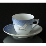 Seagull Service with gold Coffee Cup and Saucer, capacity 12,5 cl., Bing & Grondahl - Royal Copenhagen Cup Ø7,6 H:6,5