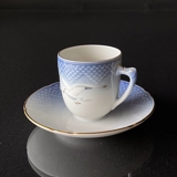 Seagull Service with gold Espresso Cup and Saucer, capacity 7,5 cl, Bing & Grondahl - Royal Copenhagen Cup Ø 5,8 cm H. 6cm