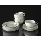 Blue Line with cross, 4 Tea cup with saucer and 7 cake plates, capacity 27 cl, Royal Copenhagen