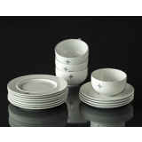Blue Line with cross, 4 Tea cup with saucer and 7 cake plates, capacity 27 cl, Royal Copenhagen