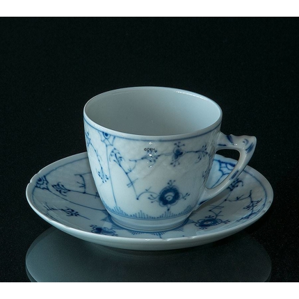 Blaugemal/Musselmalet Gerippt Kaffeetasse und Untertasse Nr. 102. 305 oder 071, Bing & Gröndahl