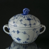 Blue traditional sugar bowl, large 11.5cm, Blue Fluted Bing & Grondahl