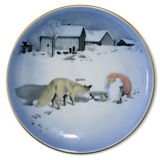 Wiberg Christmas Service, plaquette / Butter plate no. 1, pixie and fox, Bing & Grondahl