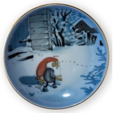 Wiberg Christmas Service, plaquette / Butter plate no. 5, pixie and cat, Bing & Grondahl