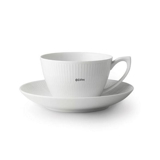 White Plain, Tea cup with saucer, capacity 28 cl, Royal Copenhagen