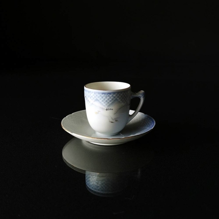 Möwegeschirr mit Gold, Tasse und Untertasse, Inhalt 0,75 cl, Bing & Gröndahl Nr. 461