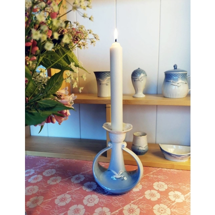 Möwenmuster OHNE Gold, Kerzenständer Nr. 72 oder 503, Weißer Oberteil/blauer Unterteil