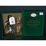 Bottle 1990 and set of 2 Christmas Dram Glasses. Holmegaard Christmas