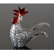 Rooster, Glass, white w/black, 16cm, Glass Sculpture, Glass Art,