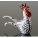 Rooster, Glass, white w/black, 16cm, Glass Sculpture, Glass Art,
