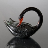 Glas svane i mundblæst i sort, Højde: 15cm, Glaskunst,