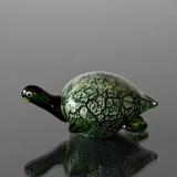 Glas Skildpadde i grønt glas, Mundblæst glasfigur, glaskunst,