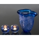 Blue Glass Vase, oval with wavy edge, Hand Blown Glass Art,