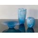 Billig glas bordfad - blåt med hvidt mønster, Mundblæst glaskunst,