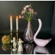Oval glasvase til få blomster, klar glas med rosa mønster, 30cm, glaskunst,