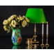 Grøn Glasvase, Stor grøn glasvase med gul indvendig 33cm, Glaskunst, Mundblæst,