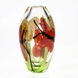 Glass Vase, Clear glass with flower decor, 28cm, Hand Blown Glass