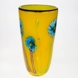 Large Yellow Glass Vase with flowers, 35cm, Hand Blown Glass,