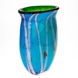 Large Glass Vase, Turquoise with trees and butterflies, 31cm, Hand Blown Glass,
