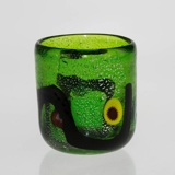 Mundblæst fyrfadsstage i grønne nuancer, kan også bruges til lille vase, glaskunst,