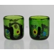 Mundblæst fyrfadsstage i grønne nuancer, kan også bruges til lille vase, glaskunst,