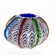 Runde Glasvase, Opal mit Dekoration 22x17cm, Mundgeblasenes Glas