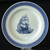 Royal Copenhagen/Aluminia Tranquebar, blå, tallerken med skib / Windjammer 25cm