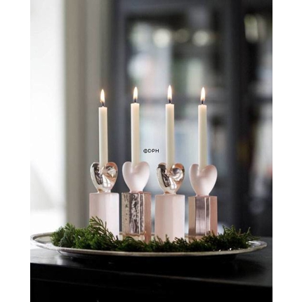 Holmegaard Heart Kerzenhalter, pink, 4 Stück