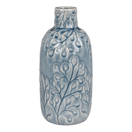 Vase aus Keramik, blau mit Muster