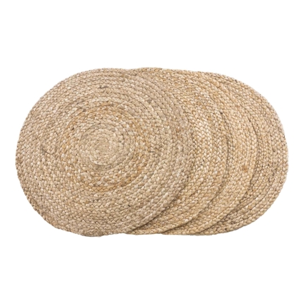 Bombay Tischsets, 4er-Set, geflochtene Jute, Natur, Ø38 cm