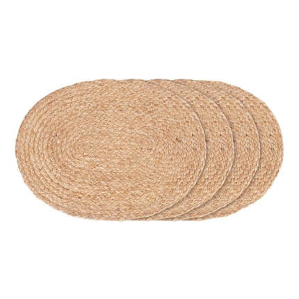 Bombay Ovale Tischsets, 4er-Set, geflochtene Jute, Natur, 35x45 cm