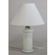 White table lamp in glass with brass fitting (akin to Holmegaard apoteker)