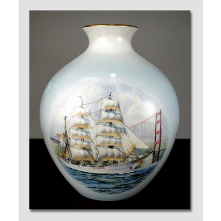 Windjammer vase with no. 2 motif of the ship The Eagle, Bing & grondahl