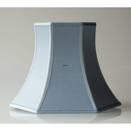 Hexagonal lampshade height 29 cm,  light blue coloured silk fabric