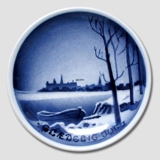 Kronborg set fra Sverige Aluminia plaquette, Glædelig Jul