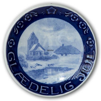 Aluminia plaquette with church and house, Merry Christmas